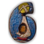 El Yapımı Deniz Temalı Seramik Kapı No.6-8x13 cm - Akdeniz/Ege ruhu - Dekoratif Ev, Villa, Site Girişi, Dış Mekan ve Apartman Girişi