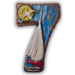El Yapımı Deniz Temalı Seramik Kapı No.7-8x13 cm - Akdeniz/Ege ruhu - Dekoratif Ev, Villa, Site Girişi, Dış Mekan ve Apartman Girişi