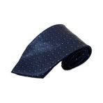 El Yapımı Desenli Lacivert İpek Kravat K22