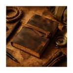 El Yapımı Hakiki Deri Vintage Defter / Özel Vintage Kağıt Kahverengi A5 Boyut 240 Sayfa Seyahat Temalı