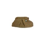 El Yapımı Hasır Dokuma Clutch Çanta, Kahverengi, Dekoratif Metal Detaylı, Deri Saplı