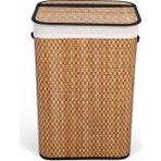 El Yapımı Hasır Katlanır Çamaşır Sepeti Dikdörtgen 72 Litre (40CM*30CM*61CM), Doğal Malzemeden Üretilmiş Çamaşırlık (Siyah)