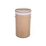 El Yapımı Hasır Katlanır Çamaşır Sepeti Yuvarlak 60 Litre (35CM*35CM*61CM), Doğal Malzemeden Üretilmiş Çamaşırlık (Naturel) - 35 x 35 cm