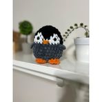 El Yapımı Kadife Mini Penguen Peluş Oyuncak, 11 cm, Siyah Gri Turuncu, Bebek Odası Dekor ve Koleksiyon