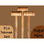El Yapımı Küçük Ahşap Tokmak Zeytin Ceviz Fındık Kırıcı 3 Adet