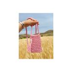 El Yapımı Makrome Çanta, Omuz Çantası , Askılı Telefon Çantası Ölçü: 10X18 cm - Pembe - 10 x 18 cm