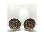 El Yapımı Mandala Desenli Puantiyeli Kase, 10 cm, Çerezlik Sosluk Reçellik, 2'li Set, Çok Renkli