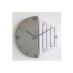 El Yapımı Masif Ahşap Duvar Saati 40x40 cm Vizon Gri ve Beyaz - Gümüş Rakamlı