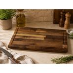 El Yapımı Masif Ceviz Face Grain Kesme Tahtası 50x30x4 cm – Kalın Ahşap Doğrama ve Sunum Tahtası – Yağ Kanallı Premium Mutfak Tahtası