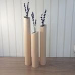 El Yapımı Masif Kayın Ağacı Dekoratif Vazo Seti, 3'lü, Doğal Ahşap, 25/30/40 cm Yükseklik, Rustik Boho Tarz, Kurutulmuş Çiçek ve Lavanta için Uygun