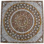 El Yapımı Mermer Traverten Mozaik Dekor, 80x80 cm Kare Madalyon Göbek. Zemin, Duvar, Teras, Sahil Evleri ve Masa Üstü Kaplaması için Antik Görünümlü Dekoratif Doğal Taş
