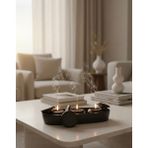 El Yapımı Modern Tasarım Beton 3 Lü Kapaklı ve Tabaklı Hediyelik Soya Mum (30X15CM) - Siyah
