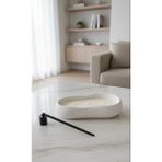 El Yapımı Modern Tasarım Tabaklı Hediyelik Büyük Boy Soya Mum (30X18CM) - Beyaz