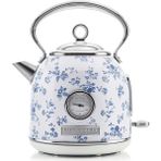 El Yapımı Motifli China Rose Kablosuz Su Isıtıcı 1.7l, 2.2 Kw, Termometreli, Aşırı Isınma Koruması