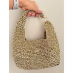 El Yapımı Örgü, Gold Altın Rengi kol çantası El Yapımı Dokuma Straw Hobo Çanta, Büyük Boy Yaz Omuz Çantası
