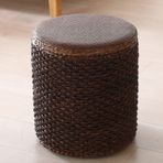 El yapımı Rattan Depolama Osmanlı Masif Ahşap Çerçeve, Oturma Odası ve Ofis için Kapaklı Büyük Kapasiteli Ayak Dayama Taburesi, Şık Kahverengi Vurgu (37x43 cm/15x17)