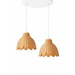 El Yapımı Rattan TULIPA 2'li Avize 30X30 CM | Doğal Kök Boya ve Subazlı Vernikli Aydınlatma
