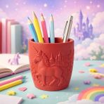 El Yapımı Reçine Unicorn Kalemlik ve Masa Dekorasyonu - 5 Renk Seçeneği - Scultore Özel Tasarım Tekboynuzlu At Figürlü Ofis ve Çocuk Odası Düzenleyici - Kırmızı