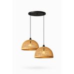 El Yapımı Rustik Rattan Avize 2'li set SOHO 30x30 cm | Doğal Kök Boya Vernikli İskandinav Aydınlatma