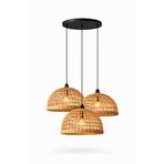 El Yapımı Rustik Rattan Avize 3'lü set SOHO 30x30 cm | Doğal Kök Boya Vernikli İskandinav Aydınlatma