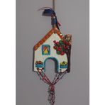 El Yapımı Seramik Asmalık Süs Ev, 11x13 cm, Dekoratif Duvar Süsü