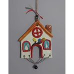 El Yapımı Seramik Asmalık Süs Ev, 12x14 cm, Dekoratif Duvar Süsü