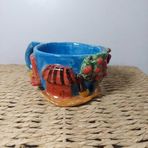 El Yapımı Seramik Dekoratif Kupa, Mavi Renk, Çiçek Desenli, 8x6 cm Boyutlarında, Geleneksel Türk El Sanatları
