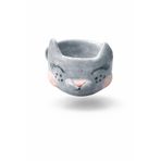 El Yapımı Seramik Kedi Figürlü Küçük Kupa, Gri, 7x7 cm, 1 Adet