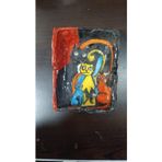 El Yapımı Seramik Kül Tablası, Kedi Temalı, Renkli, 9x12 cm, 1 Adet
