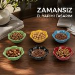 El Yapımı Seramik Papatya Desenli Sunumluk Kase Takımı 6 Parça Kalp, Kare, Elma & Papatya Formlu Çerez, Reçel, Sos Kaseleri Dekoratif Sofra Seti Bulaşık Makinesi Uyumlu Hediyelik, NAZAR DAISY