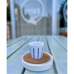 El Yapımı Seramik Yaz Serisi Mavi Çizgili Shot Espresso Fincanı Mug - Seçenek 1