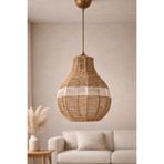 El Yapımı Tekli Sarkıt Avize 65x25 cm – Modern Dekoratif Tavan Lambası, Handmade Pendant Light, E27 Uyumlu, Salon Mutfak Yatak Odası Aydınlatma – Lumveran (Jüt-Beyaz)