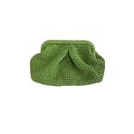El Yapımı Yeşil Örgü Clutch Çanta, Yuvarlak Kenarlı, Yaz Modası