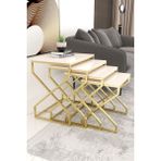 Ela 4l Ü Zigon Sehpa Gold (Eskitme) Yan Sehpa Krem Mdf Membran Kaplama - mat gold krem
