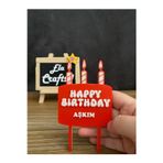 Ela Crafts 3D “Happy Birthday” Yazılı Pasta Süsü – Doğum Günü Parti Dekoru