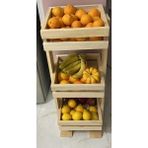Ela Wood Working Doğal Ahşap 3 Katlı Sebzelik Meyvelik - Naturel Ahşap