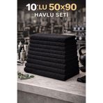 Elaganya Siyah Spor Fitness Havlusu Leke Tutmayan Kuaför Berber Havlu 50x90 Cm 10 Adet