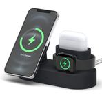elago MS Şarj İstasyonu 2 iPhone 15, 14, 13, 12 ile uyumlu MagSafe ile uyumlu AirPods Pro 2 ve Pro, AirPods 3 ile uyumlu, Apple Watch ile uyumlu [Kablolar Dahil Değildir] (Siyah)