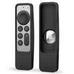 Elago R5 Bulucu Kılıf - Apple TV 4K Siri Remote 3. Nesil, 2021 TV Siri Remote 2. Nesil ve AirTag ile Uyumlu - Tüm İşlevlere Tam Erişim [Siyah]