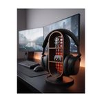 Elana Design Raflı Gamer Kulaklık Standı & Masa Üstü Organizer – (1 Adet Mini Figür Hediyeli) - Siyah