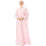 Elanesa Bayan Çocuk Pratik Namaz Elbisesi Fermuarlı Kolu Lastikli Yıldız Baskılı - Pembe - Standart