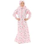 Elanesa Pratik Fermuarlı Pamuklu Kız Çocuk Namaz Elbisesi Pembe Baskılı - 6 - 7 Yaş