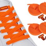 ELANOX 8 mm genişliğinde elastik bağcık I 2 çift ayakkabı için 4 adet, metal kapsüllü, bağlamasız ayakkabı bağcığı, hızlı kilit, lastik bağcık, yetişkinler ve çocuklar için, Turuncu., 1 Meter +