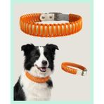 ELAR El Yapımı Paracord ve Deri Köpek Boyun Tasması – Ayarlanabilir, Dayanıklı – Örgü Urban 12 (Krem & Turuncu) (Medium (39-47 cm))
