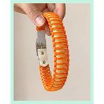 ELAR El Yapımı Paracord ve Deri Köpek Boyun Tasması – Ayarlanabilir, Dayanıklı – Örgü Urban 12 (Krem & Turuncu) (Small (32-40 cm))