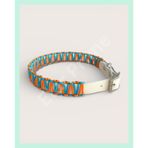 ELAR El Yapımı Paracord ve Deri Köpek Boyun Tasması – Ayarlanabilir, Dayanıklı – Örgü Urban 13 (Mavi & Turuncu) (Large (46-56 cm))
