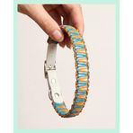 ELAR El Yapımı Paracord ve Deri Köpek Boyun Tasması – Ayarlanabilir, Dayanıklı – Örgü Urban 13 (Mavi & Turuncu) (XLarge (55-63 cm))