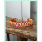 ELAR El Yapımı Paracord ve Deri Köpek Boyun Tasması – Ayarlanabilir, Dayanıklı – Örgü Urban 14 (Pembe & Sarı) (Large (46-56 cm))