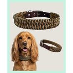 ELAR El Yapımı Paracord ve Deri Köpek Boyun Tasması – Ayarlanabilir ve Dayanıklı – Örgü Urban 09 (Krem & Kahverengi) (XLarge (55-63 cm))