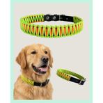 ELAR El Yapımı Paracord ve Deri Köpek Boyun Tasması – Ayarlanabilir ve Dayanıklı – Örgü Urban 11 (Turuncu & Fosforlu)